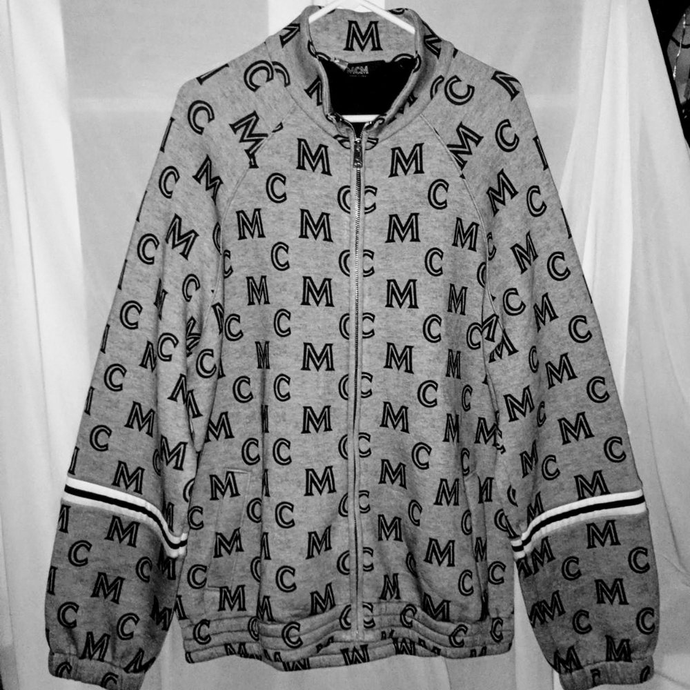 MCM Logo Patterned  Runaway Bomber Check It Very Rare Nice Thick High Quality 2X